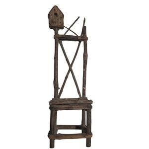 Rustic Handmade Twig tall chair decor w tiny Birdhouse 13x13x4" indoor/outdoor